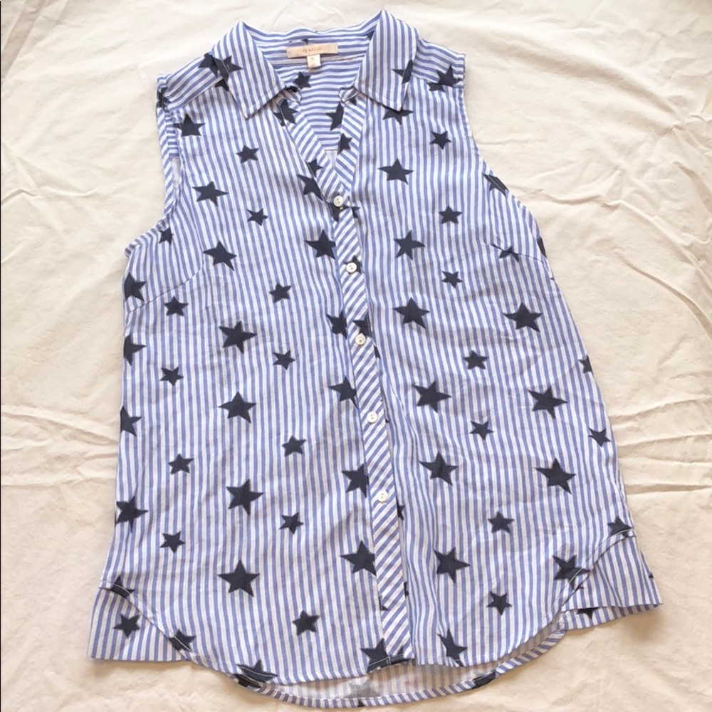 Skies Are Blue Stars and Stripes Button Down Tank